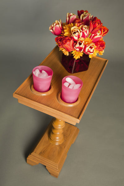 Chair Side End Table Server Turned Leg