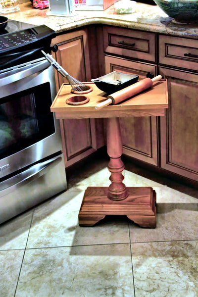 Chair Side End Table Server - Turned Leg