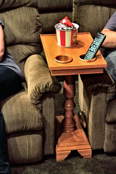 The perfect end table, side table or home theater table with built in holders so you spill less and drink more.