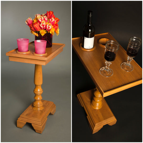 Chair Side End Table Server - Turned Leg