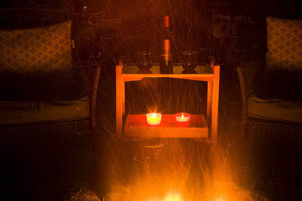 Multi-funtional teak or acacia wood portable table for boats, yachts, RV's, patios. With built in cup holders.