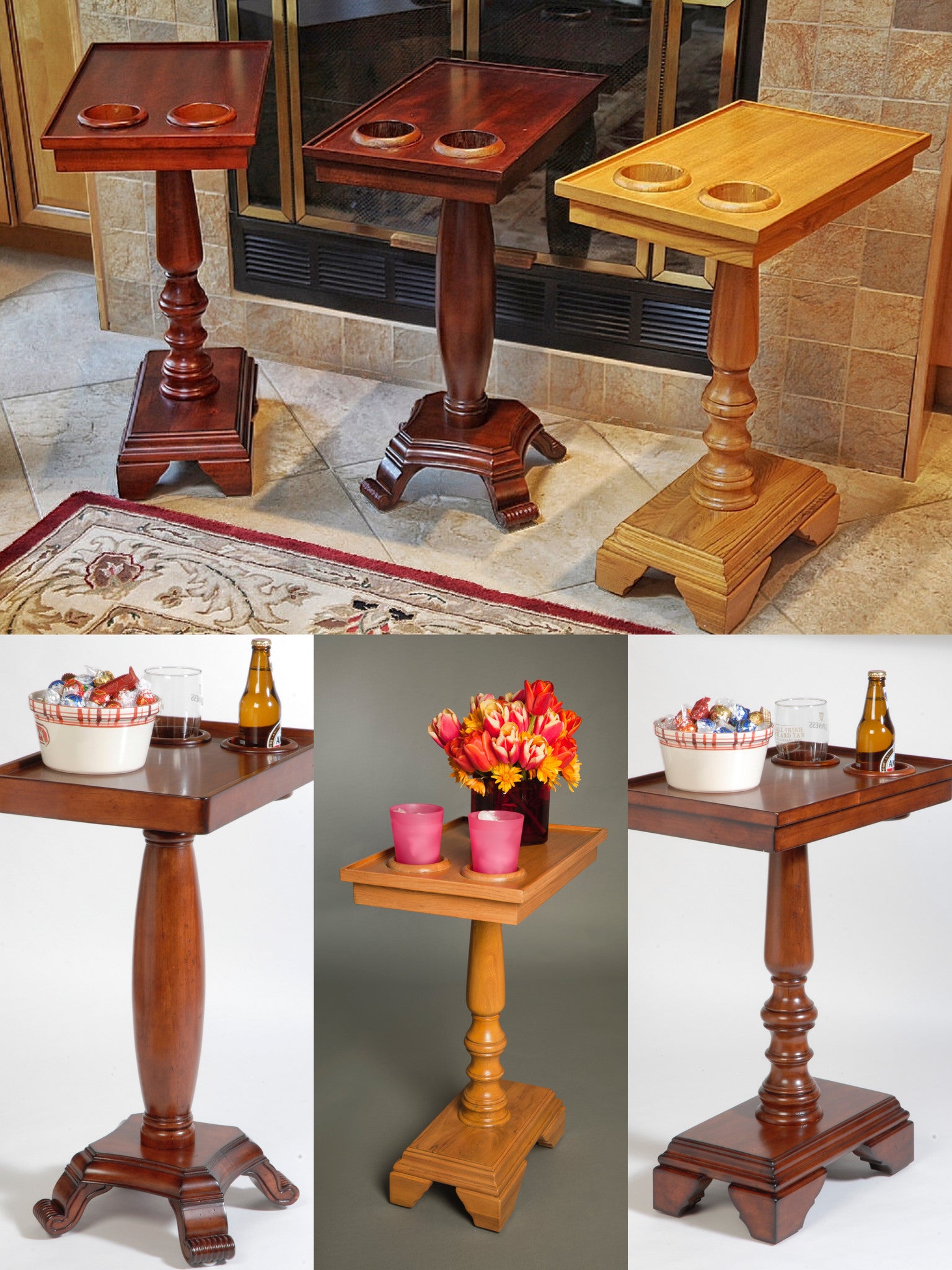 Small Server Table Side Tables & Small End Tables with Cup Holders - The Table Server